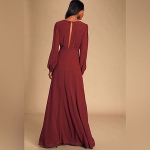 Lulus Burgandy long sleeve maxi dress
